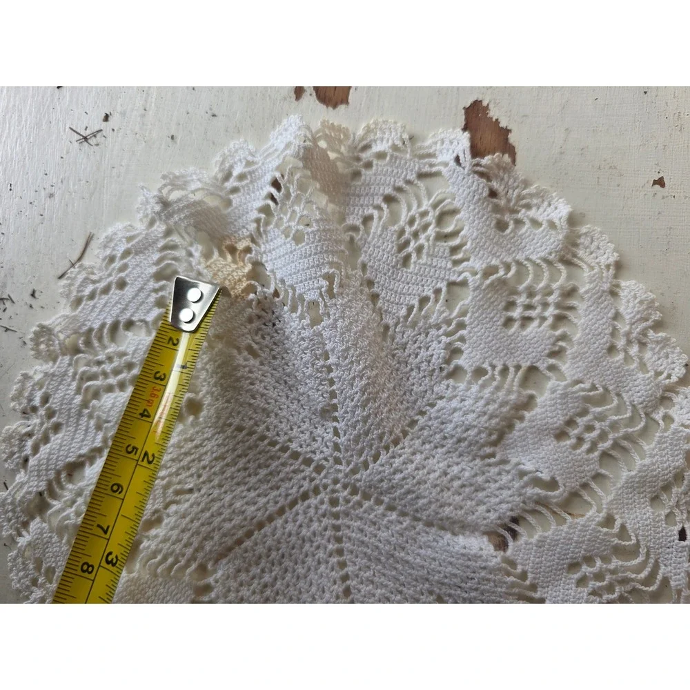 Lot of 5 Vintage Crochet Doilies Pink White Cream Lace Table Decor